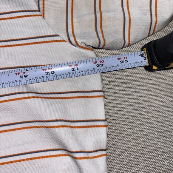 Under Armour Athletic Polo Shirt Mens Med White Blue Orange Stripes 1/4 Button - Picture 5 of 8